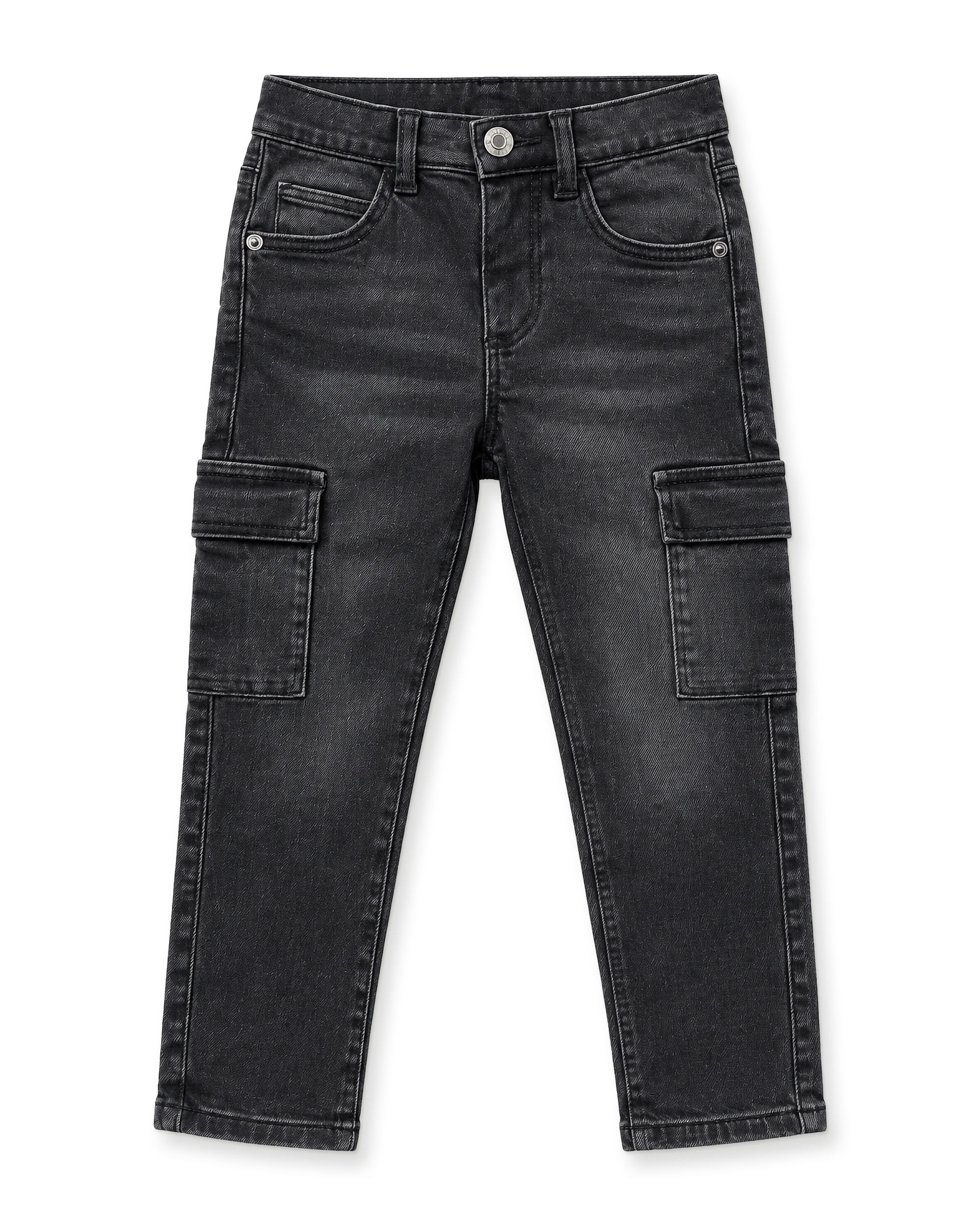 Black denim cargo jeans