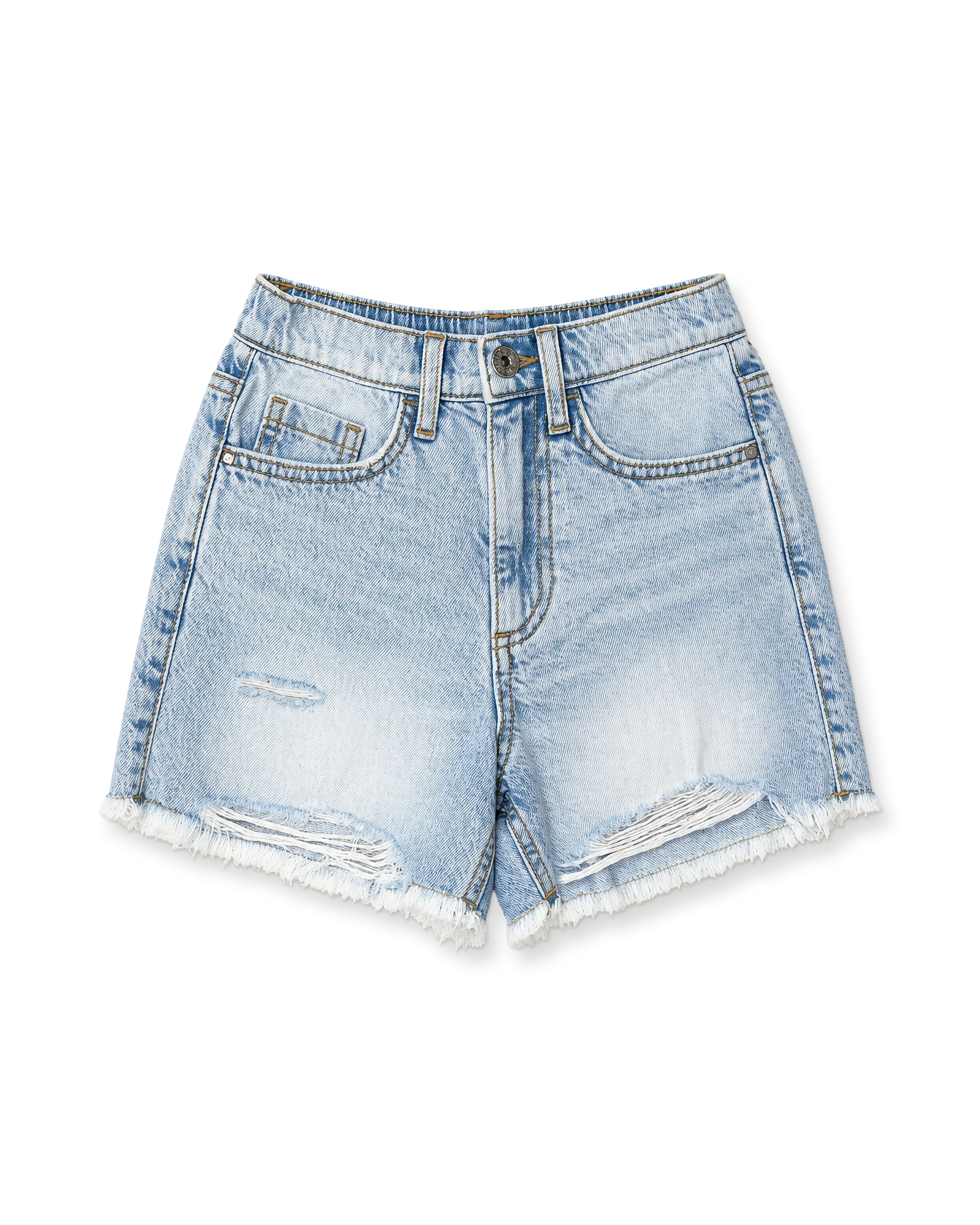Light denim shorts with heart-shaped pockets