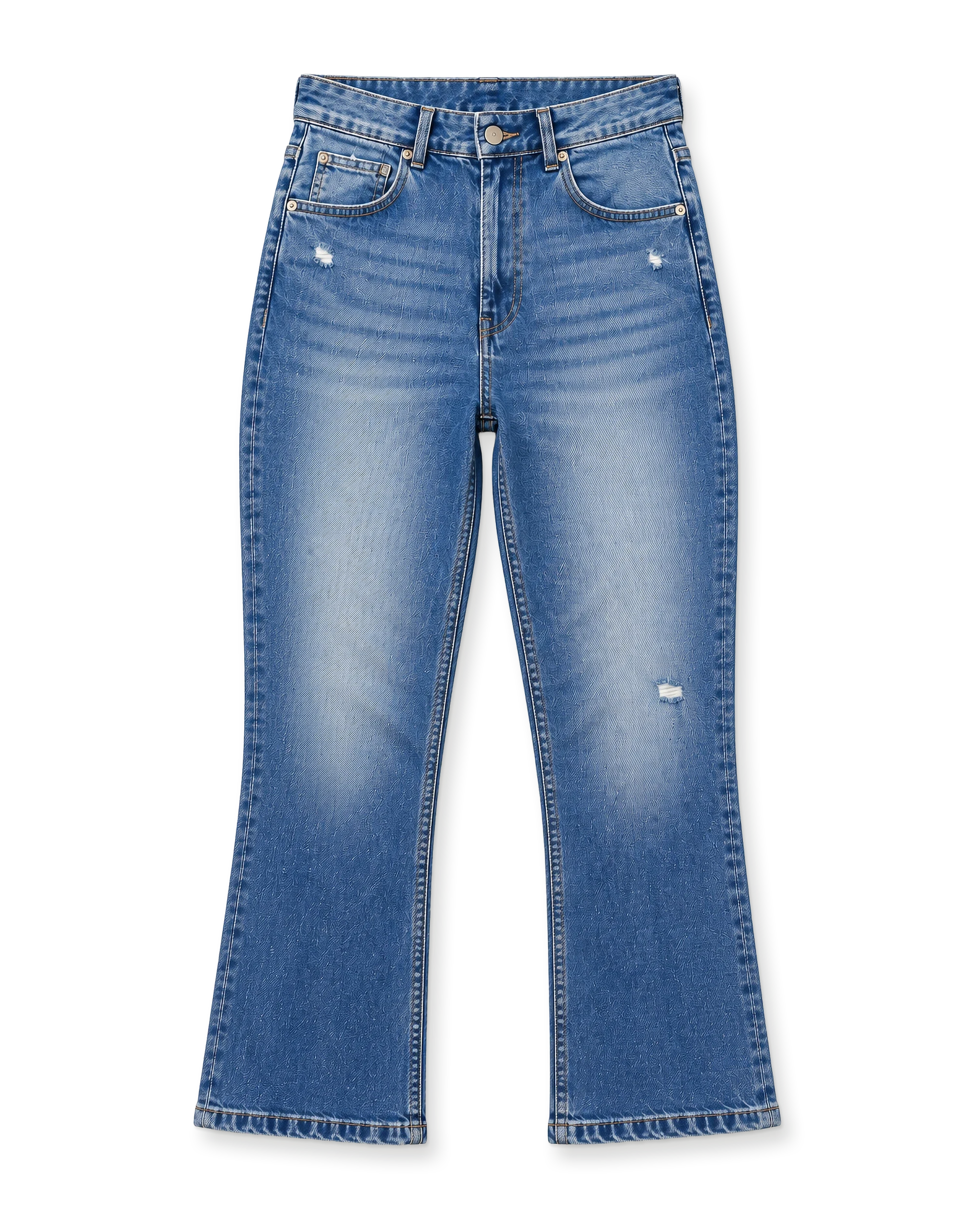 Mid-blue flared jeans
