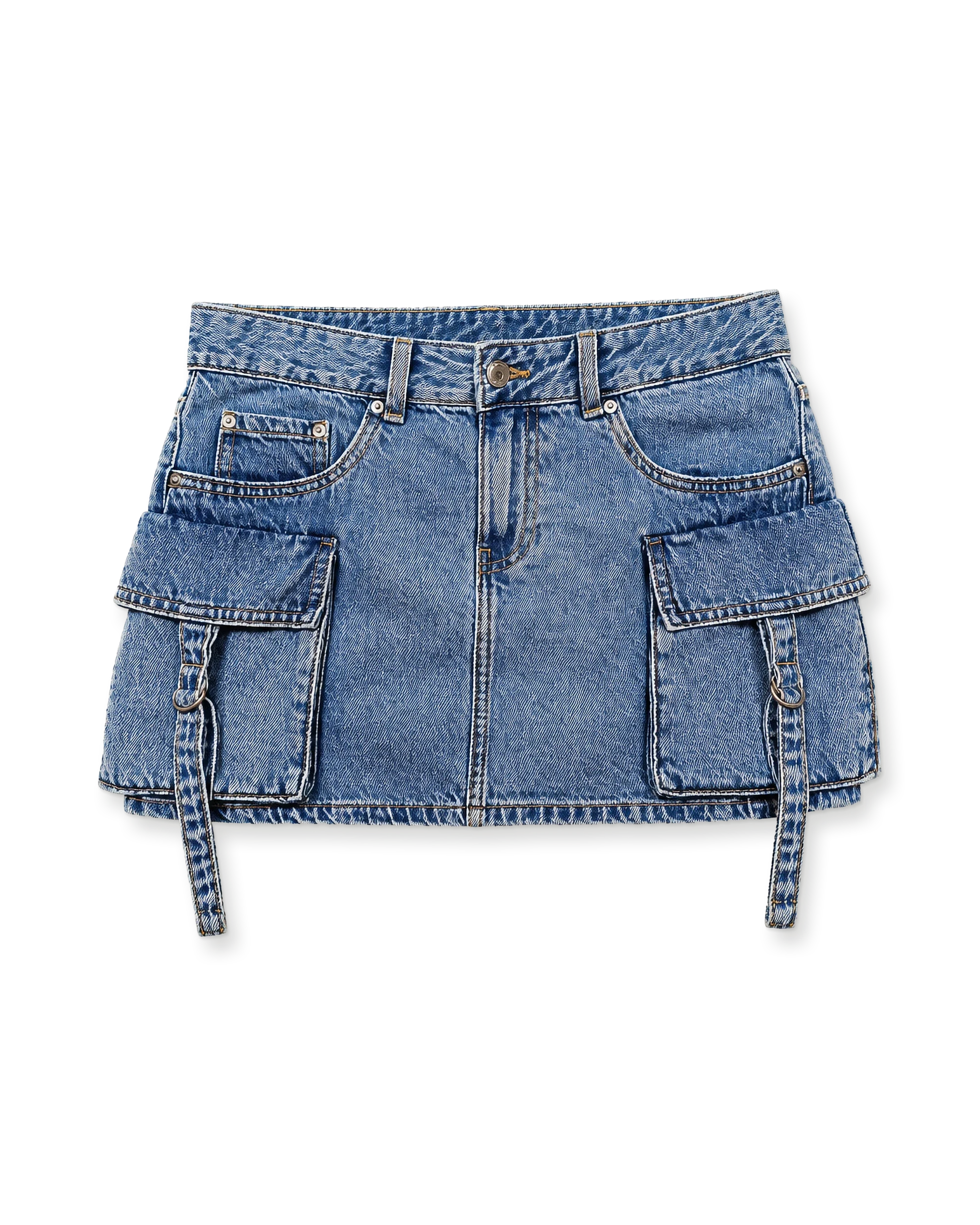 Denim cargo mini skirt