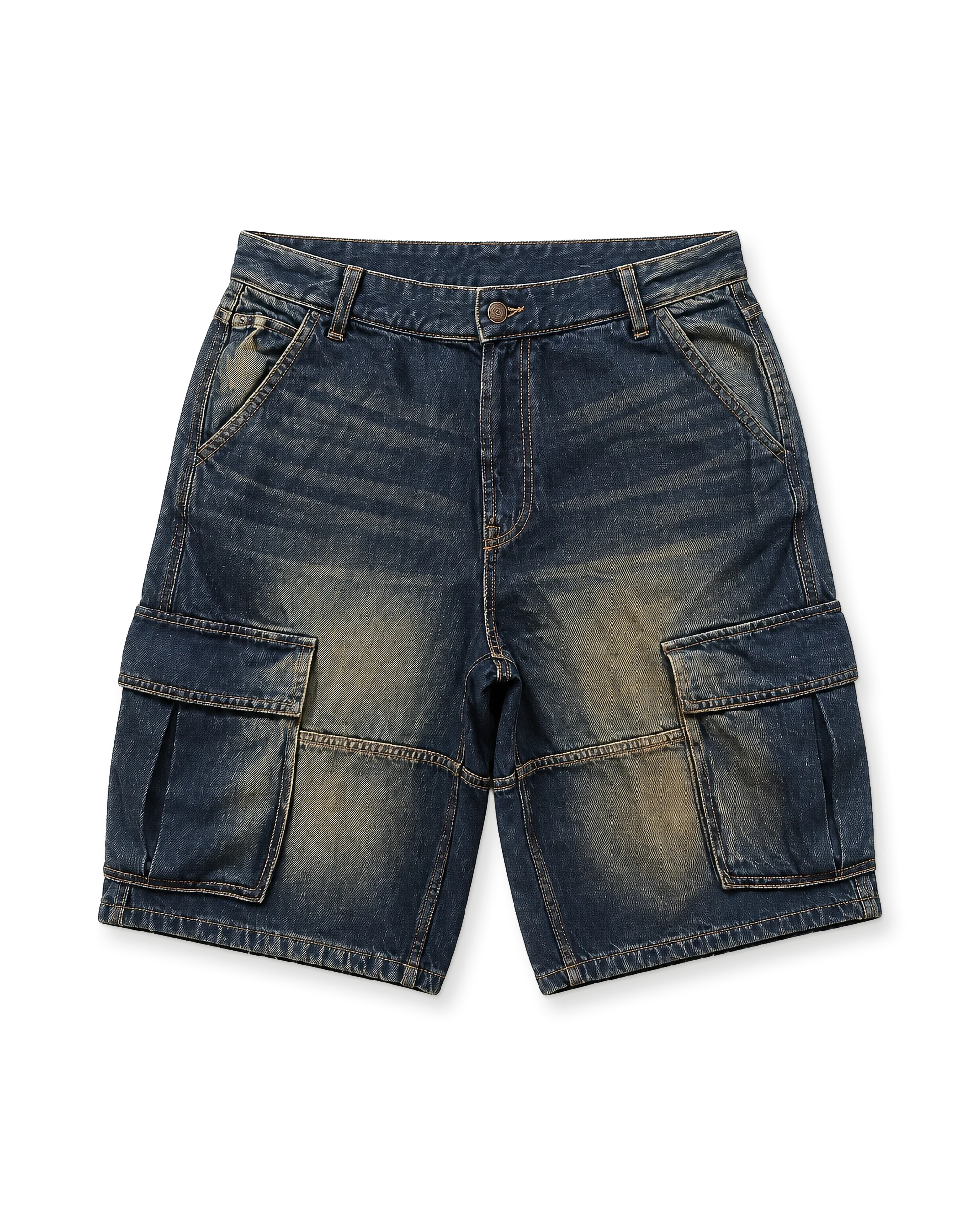 Tinted denim cargo shorts